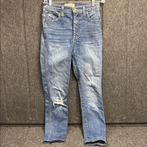 Madewell Blue High Rise Jeans with Distressed Details